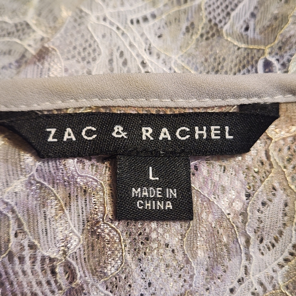 Zac & Rachel Women’s L Blouse Lace Fairy Whimsygoth Green Purple Burnout Look - Picture 8 of 10